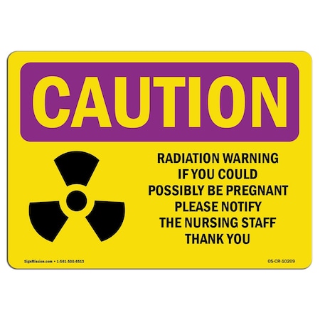 OSHA CAUTION RADIATION Sign, Radiation Warning If You Could W/ Symbol, 10in X 7in Rigid Plastic